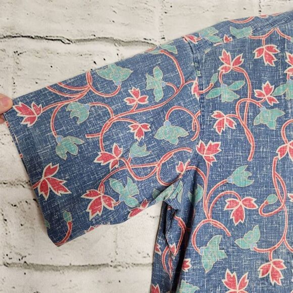 Reyn Spooner Men's Blue Chambray Short Sleeve Hawaiian Shirt Reverse Print XL - Picture 5 of 11
